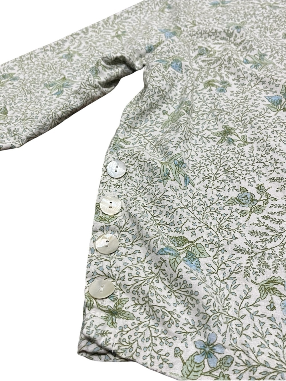 Laura Ashley Cottagecore Blue Green Floral Top 2X Romantic Prairie Blouse - Picture 4 of 9